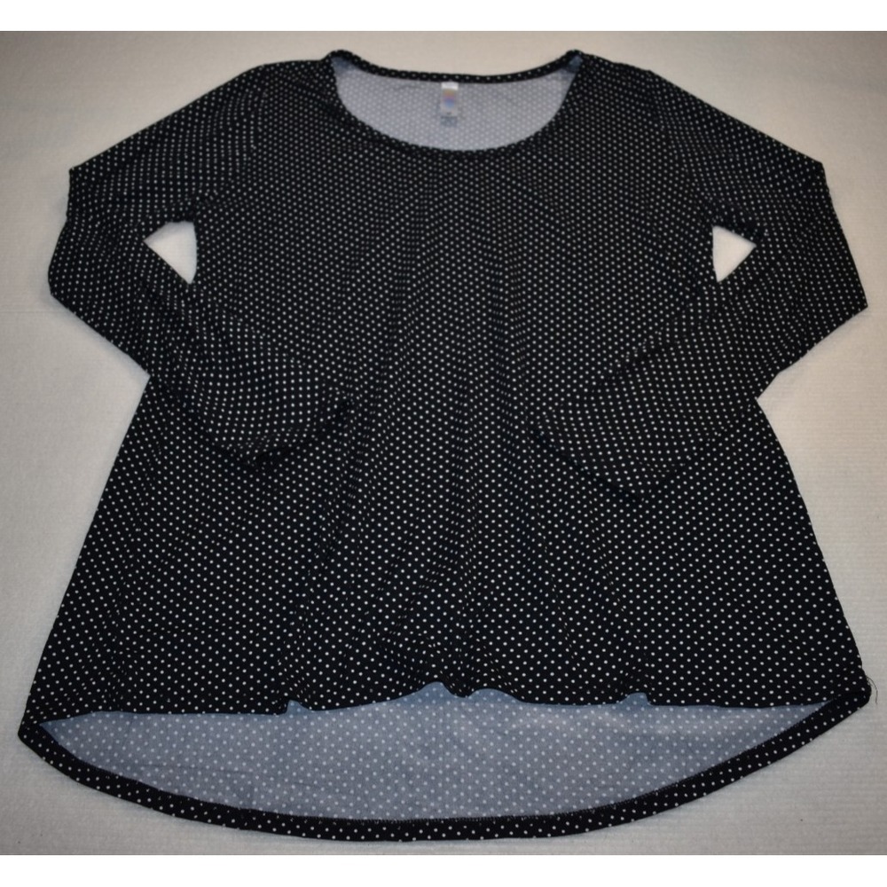 Lularoe Women's Lynnae Black/White Polka Dot Long Sleeve Blouse Size M